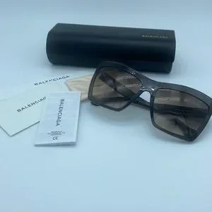 ? Host Pick ? Balenciaga 0089 Sunglasses Black/Other Brown Balenciaga Bb0096s Black Female Rectangle Sunglasses  main image 2